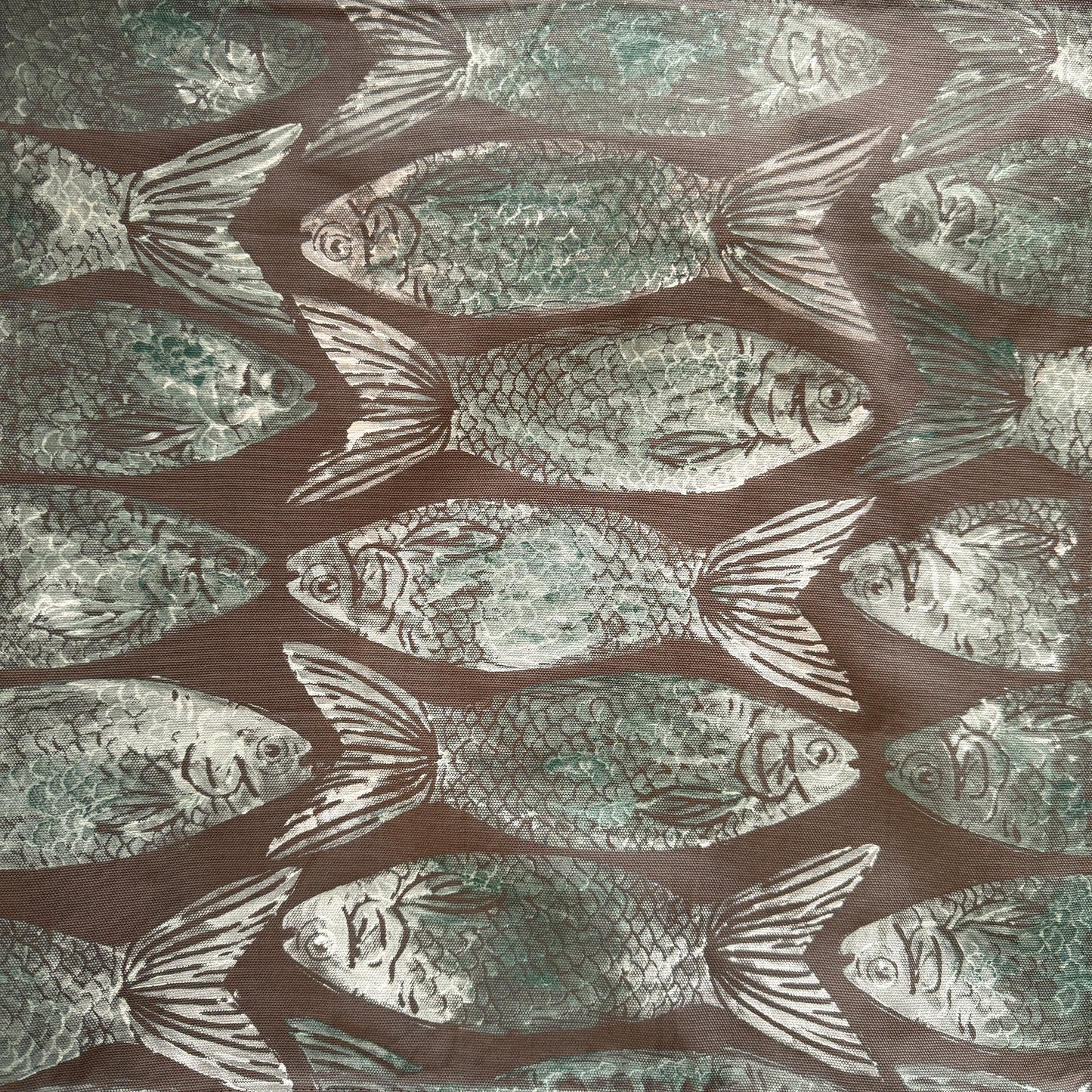 Grey Fish Hand Printed Cushion - Locally Made in Wiltshire