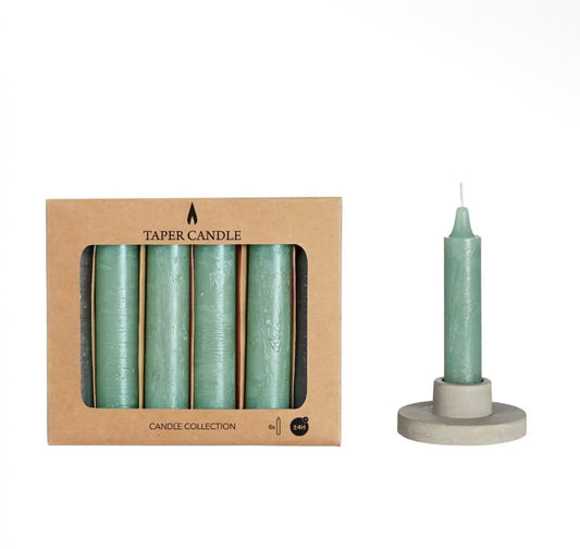 Eucalyptus Green Taper Candles 11cm  – Set of 6