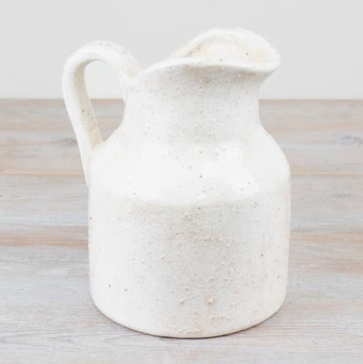 Rustic White Ceramic Jug Vase – 21cm
