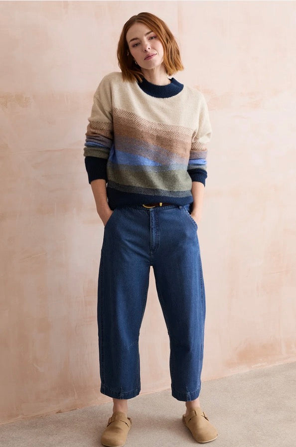 Lily & Me Artist sweater in colour block oatmeal