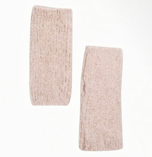 Beige textured knitted wrist warmers