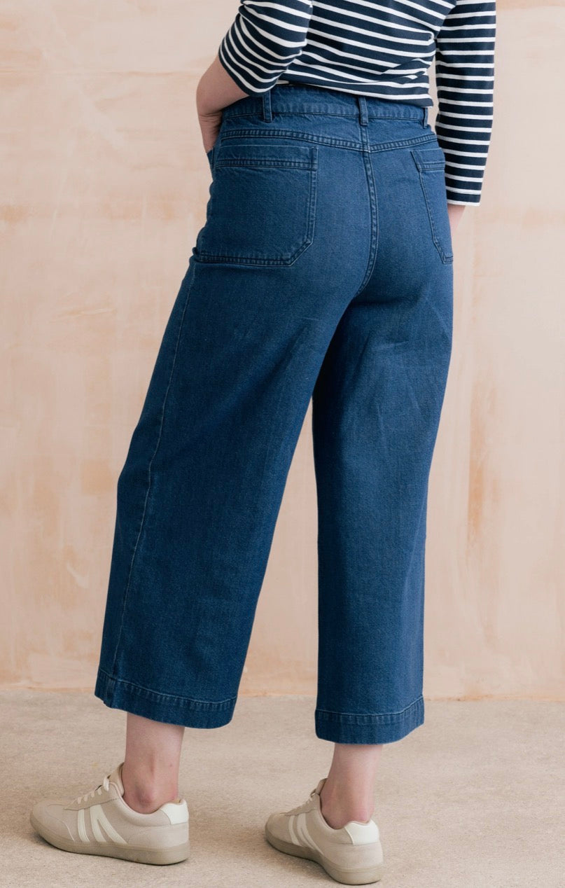 AMELIA DENIM CROPPED WIDE LEG JEANS