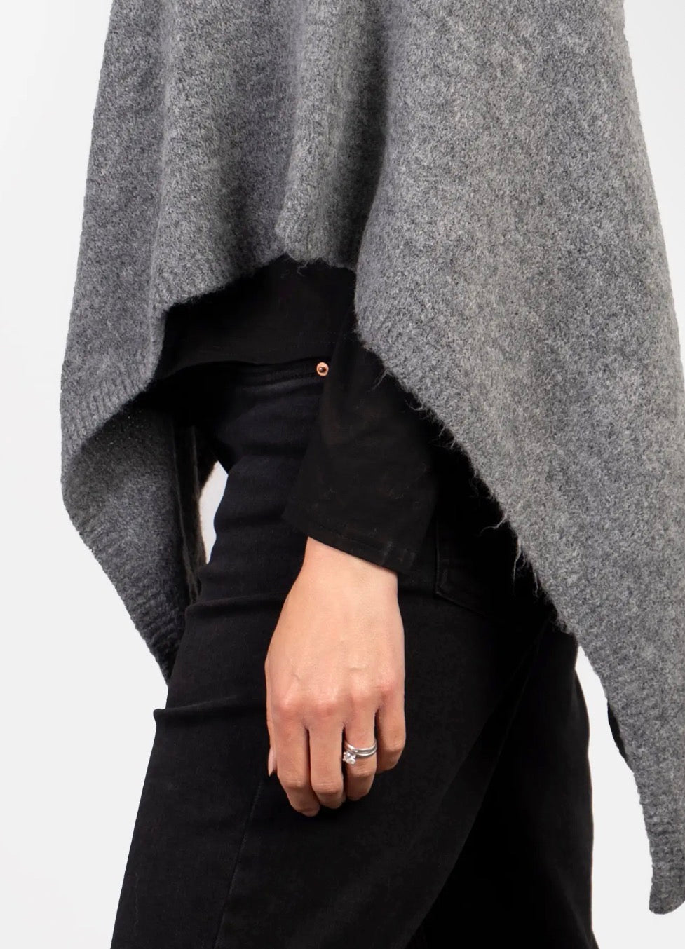 Grey knitted poncho