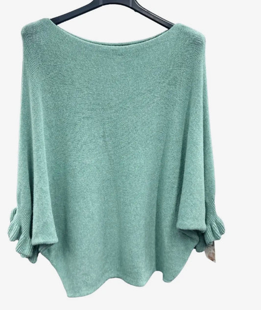 Soft Knit 3/4 Sleeve Frill Top
