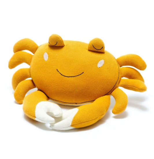 KNITTED ORGANIC COTTON CHARLIE THE CRAB TOY