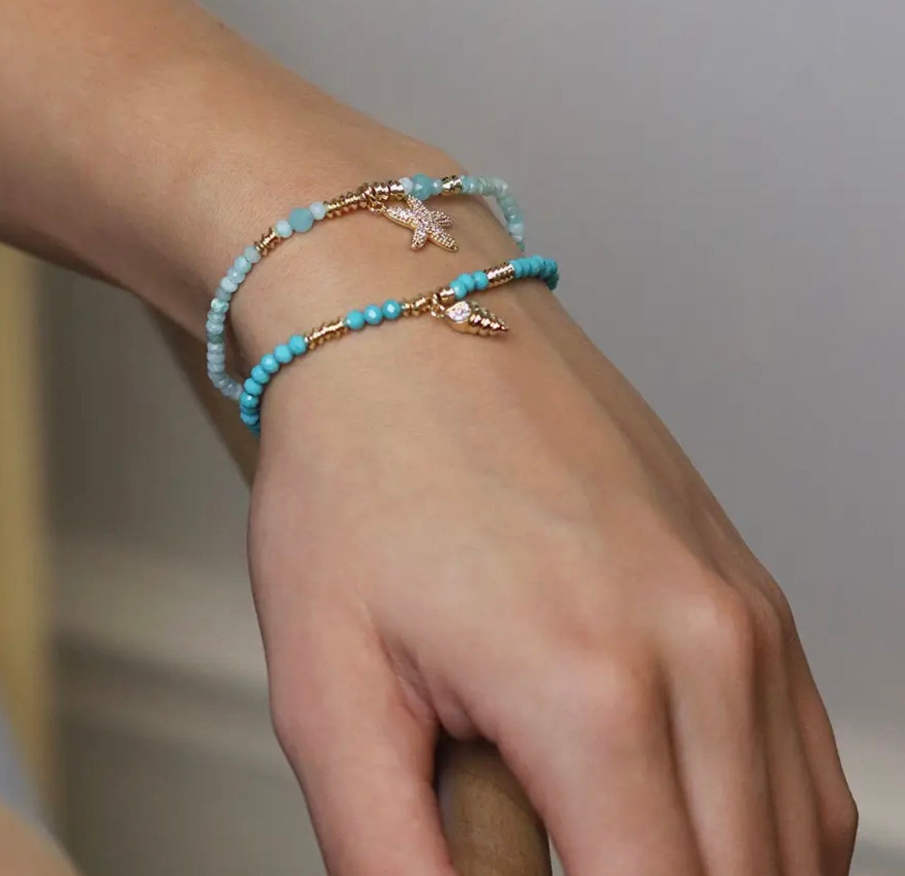 Crystal & Bead Starfish Bracelet