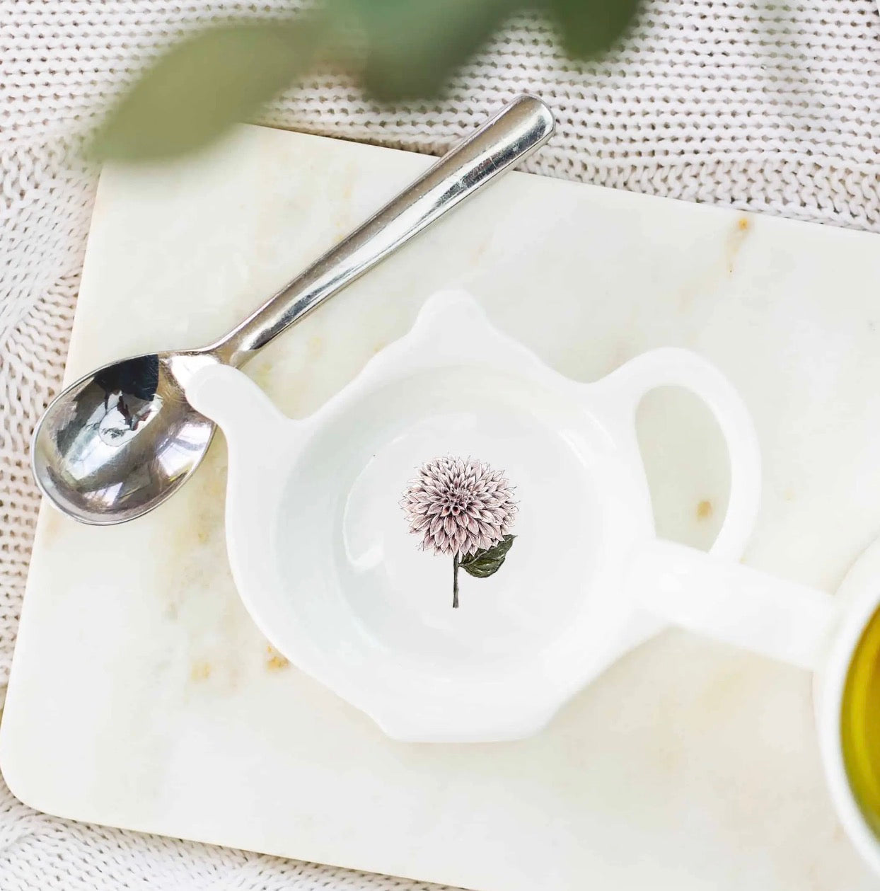 Toasted Crumpet Dahlia Fine Bone China Tea Tidy