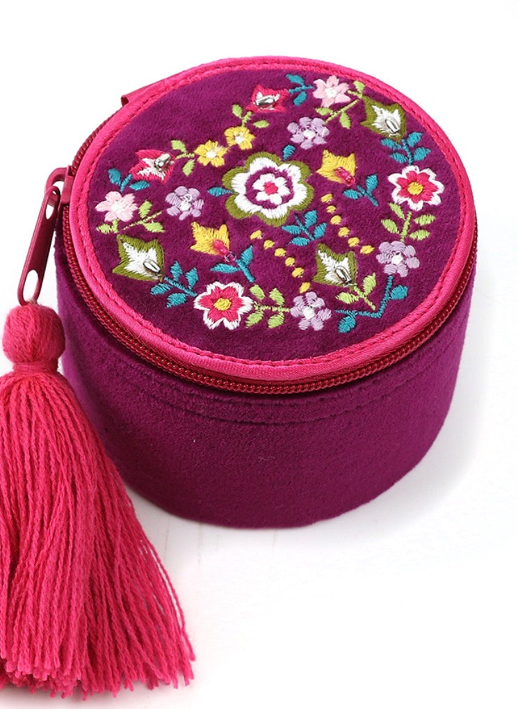 Velvet Floral Heart Jewellery Box