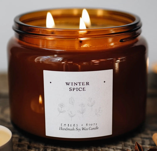 Winter Spice 3-Wick Soy Candle – Embers & Roots