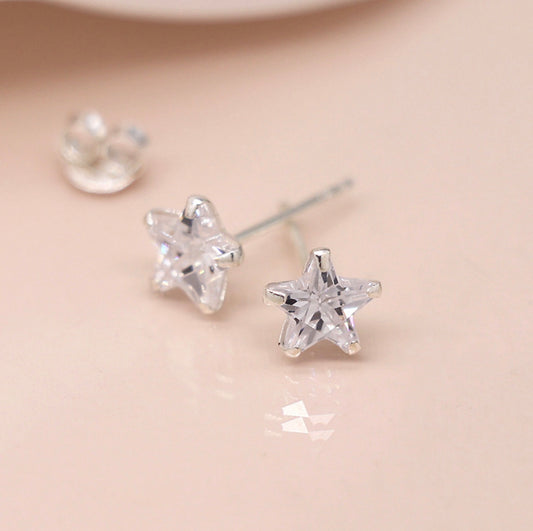 Sterling Silver Crystal Star Stud earrings