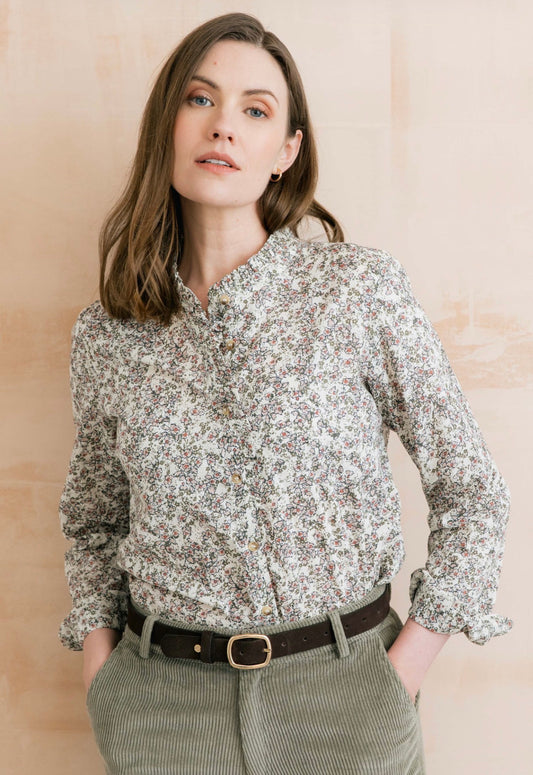 RACHEL ORGANIC COTTON FRILL BLOUSE ANTIQUE PINK