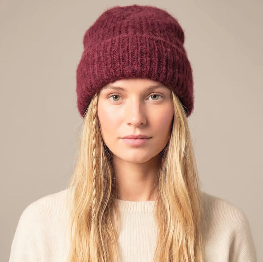 Berry textured beanie hat