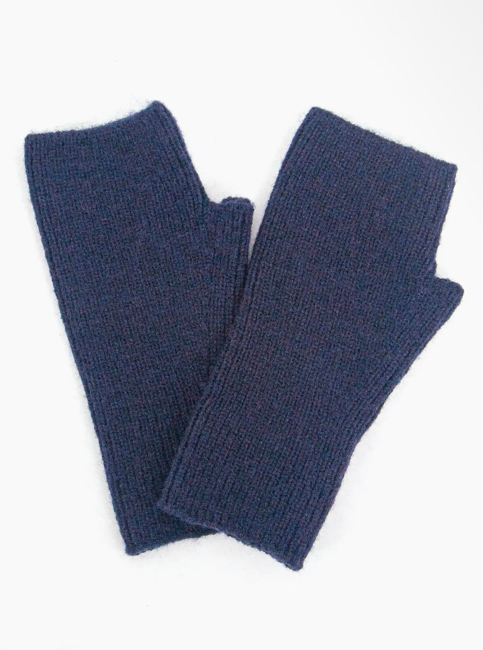 Navy knitted wrist warmers