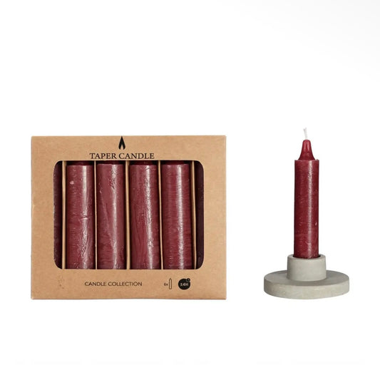 Bordeaux Taper Dinner Candles 11cm  – Set of 6
