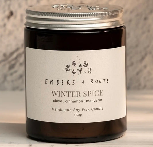Winter Spice Medium Soy Candle – Embers & Roots