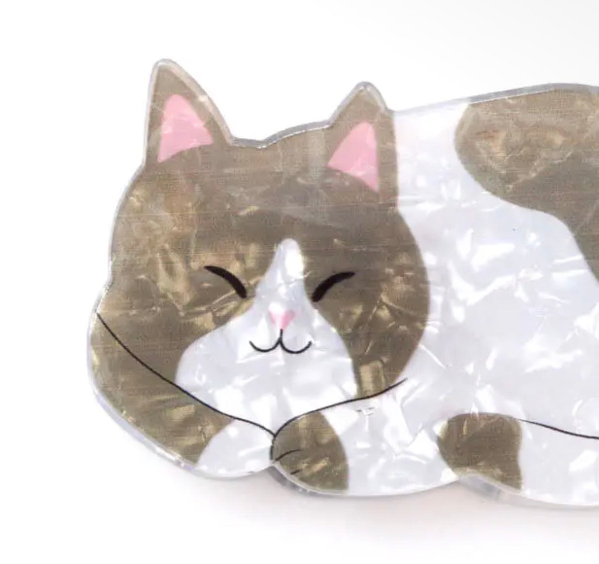 Grey & White Cat Claw Clip