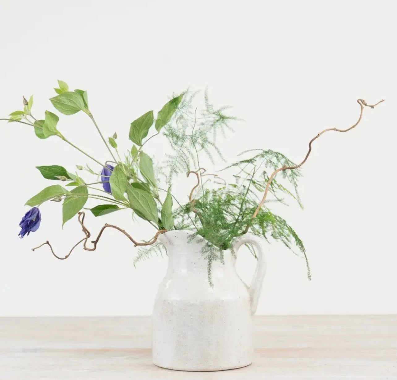Rustic White Ceramic Jug Vase – 21cm