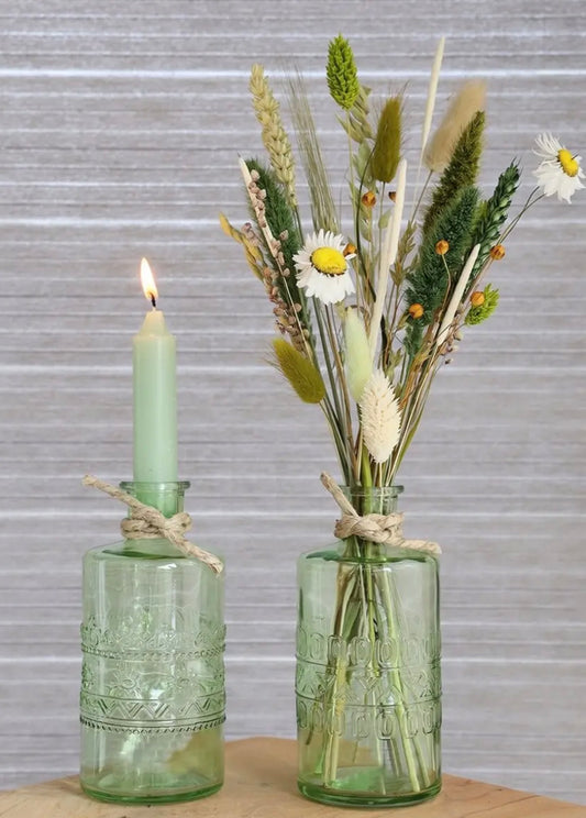 Porto Green Glass Bottle Vase & Candle Holder