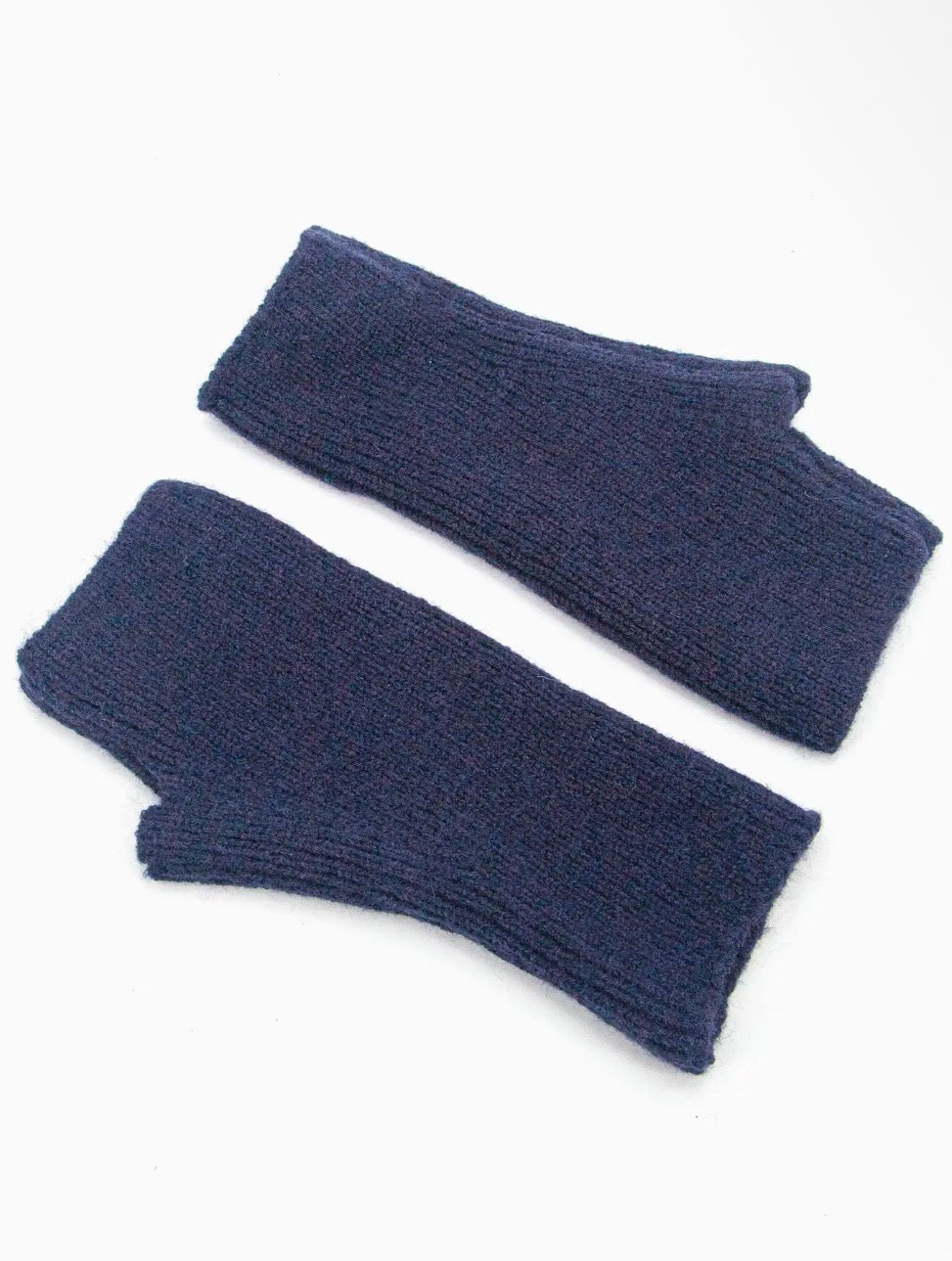 Navy knitted wrist warmers