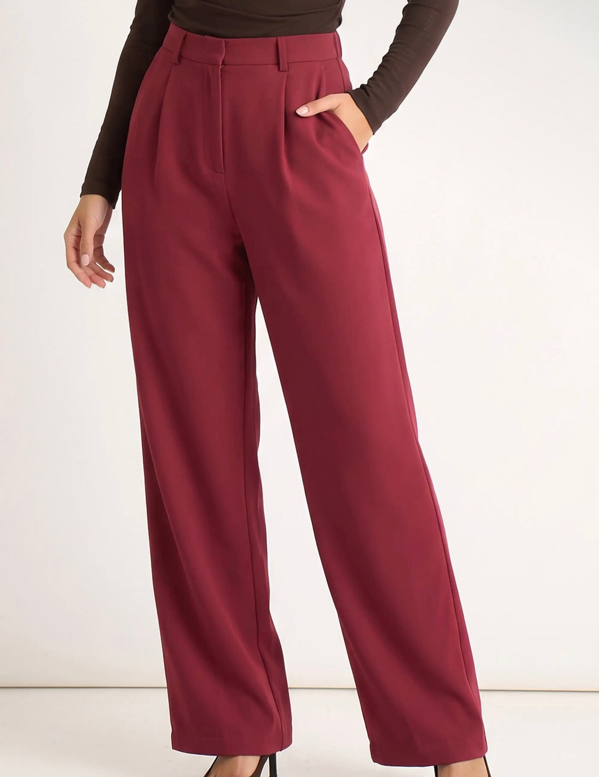 Rust Wide Leg Tailored Trousers