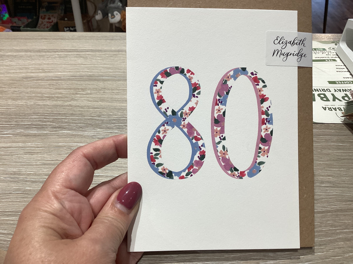80 Birthday Card by Elizabeth Mugridge