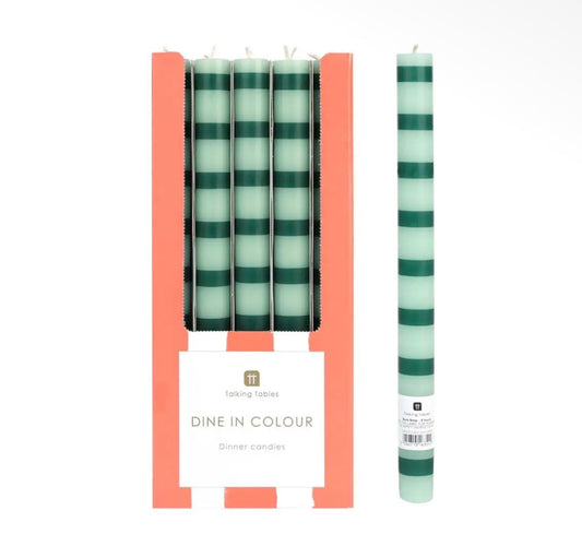 Talking Tables Green Stripe Dinner Candle – 28cm