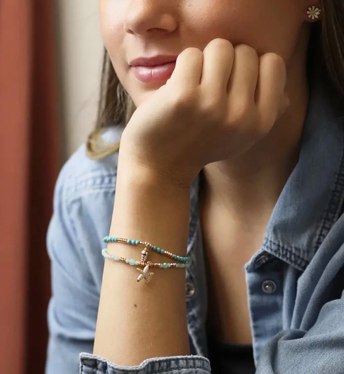 Crystal & Bead Starfish Bracelet
