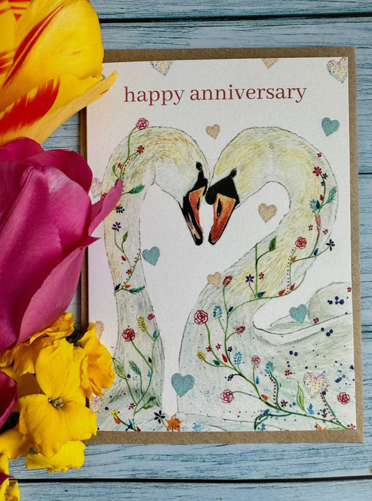 Happy Anniversary- Swan Card