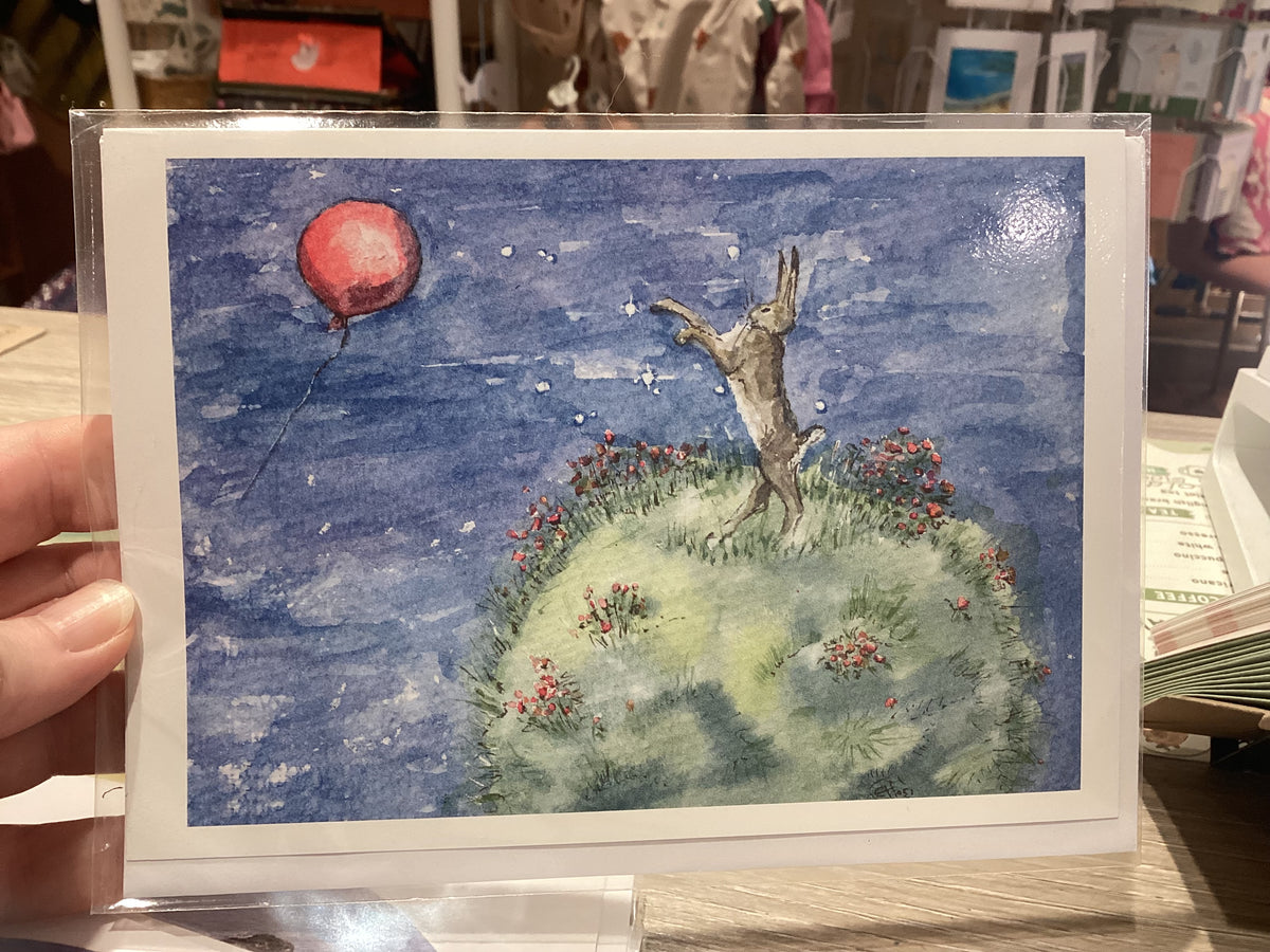 Planet Hare-Balloon Greeting Card - Erica Hemming