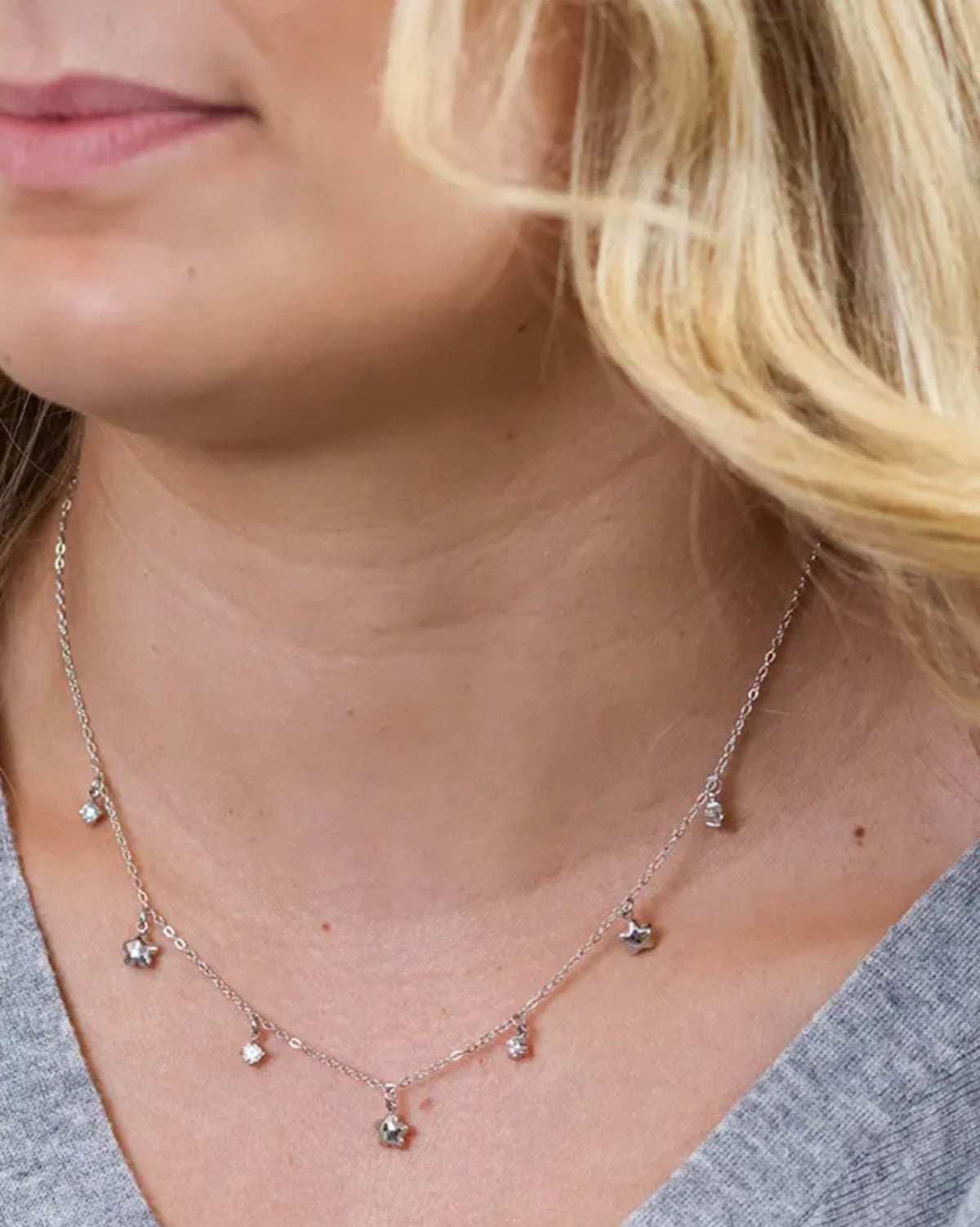Silver Star & Sparkle Charm Necklace
