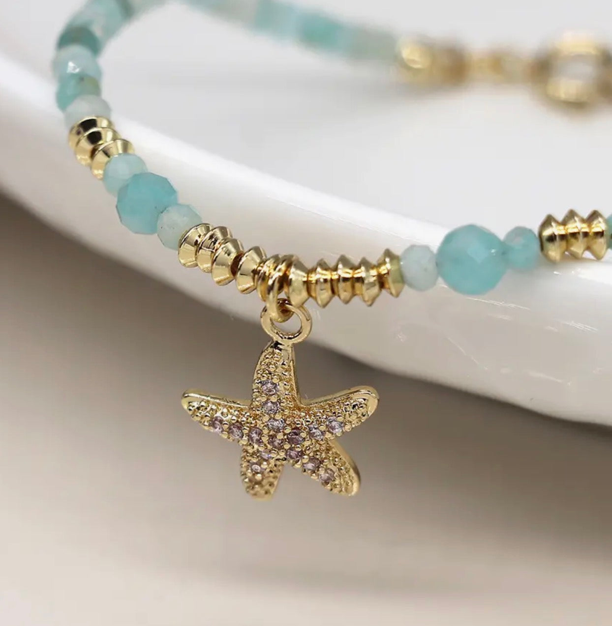 Crystal & Bead Starfish Bracelet