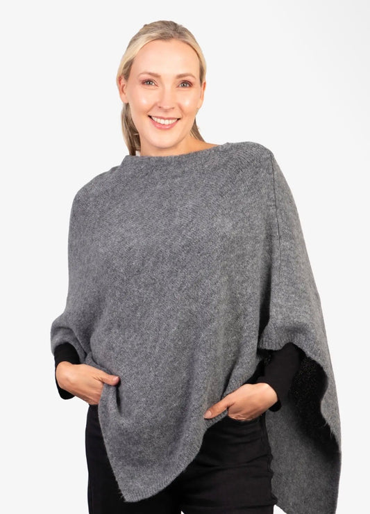 Grey knitted poncho