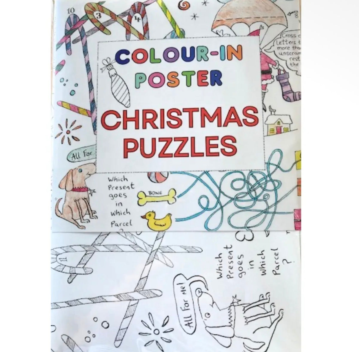 Christmas Puzzles Colour-In Poster