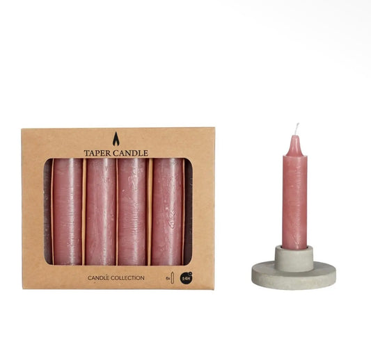 Mauve Taper Candles 11cm  – Set of 6