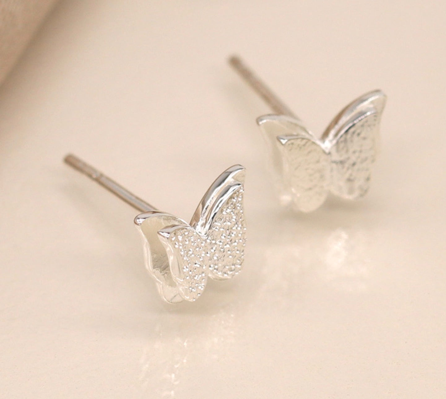 Sterling Silver foil texture Butterfly studs