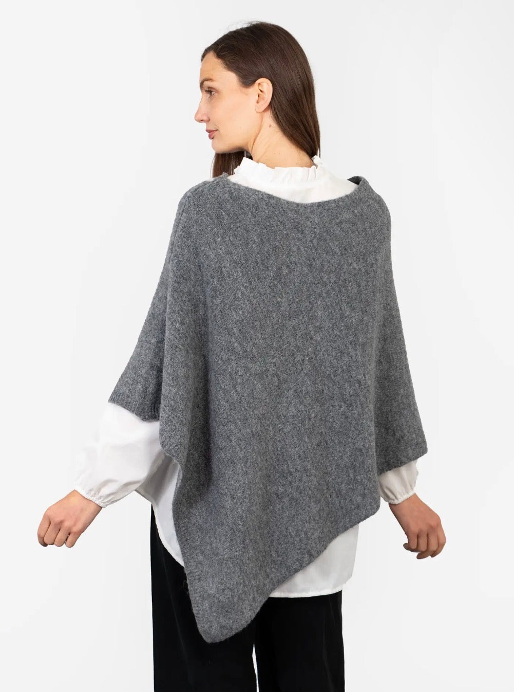 Grey knitted poncho