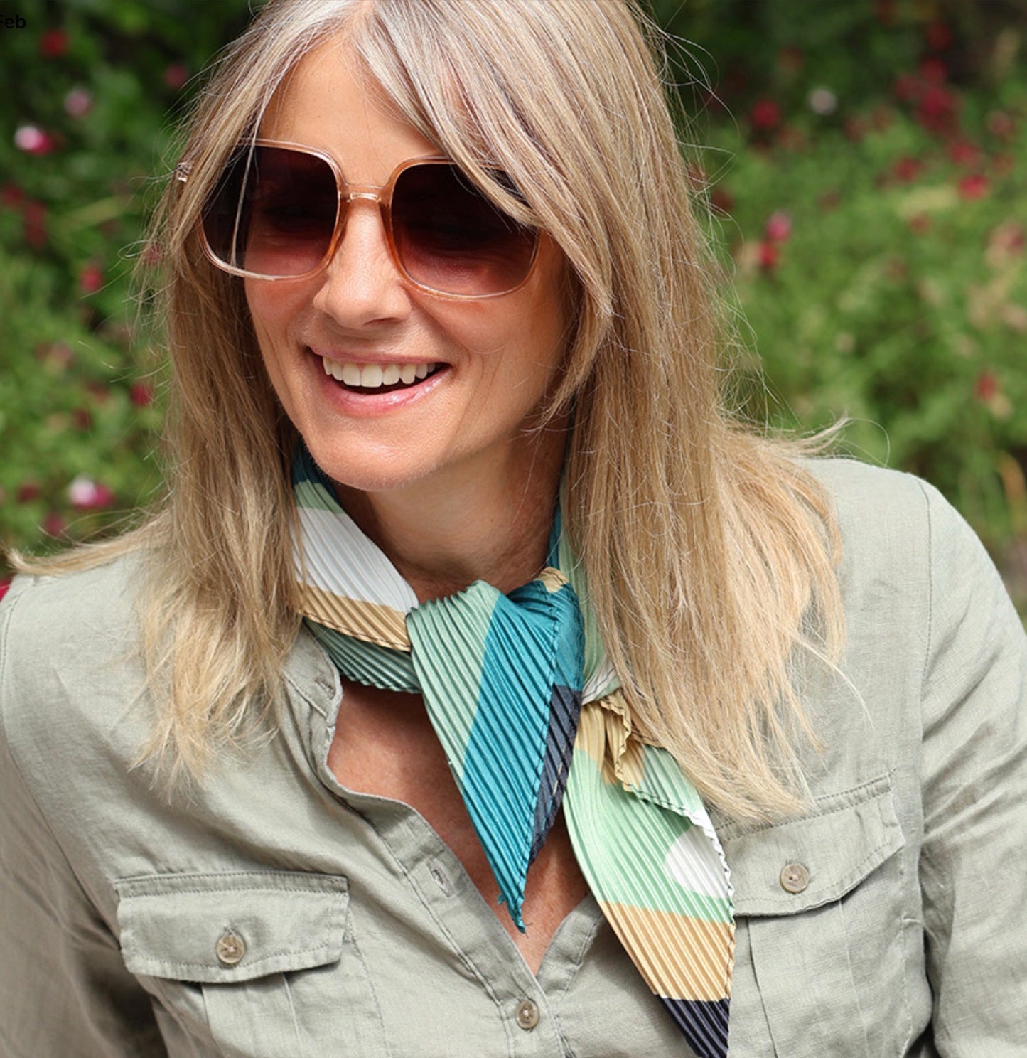 Ladies Neckerchief -Green & Beige
