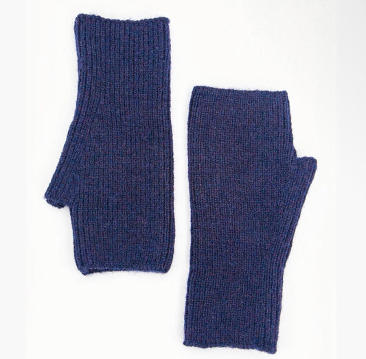 Navy knitted wrist warmers