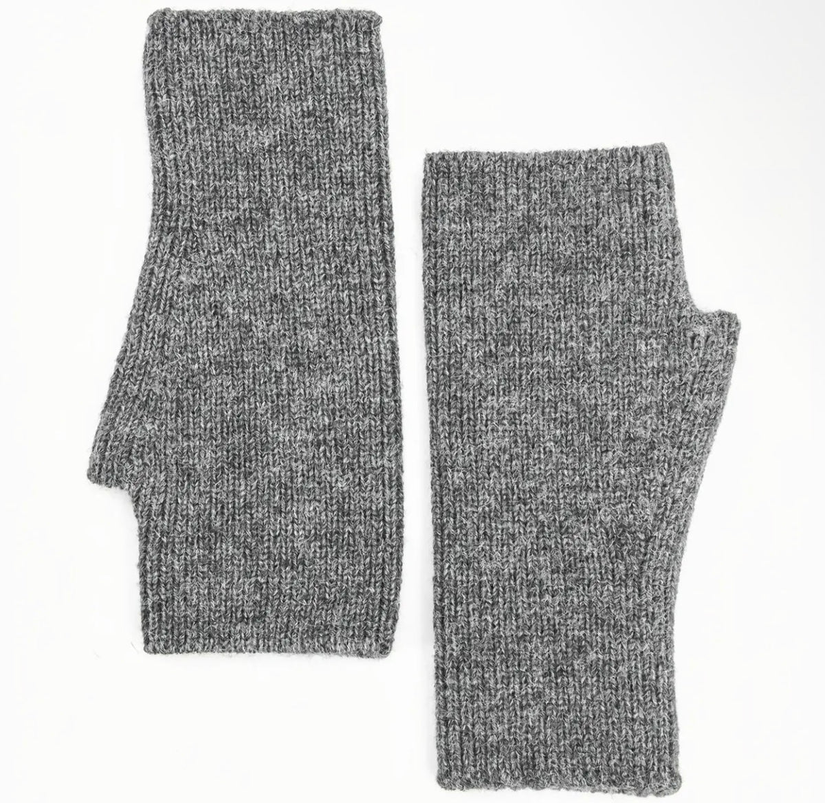 Dark grey knitted wrist warmers