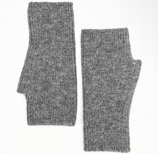 Dark grey knitted wrist warmers