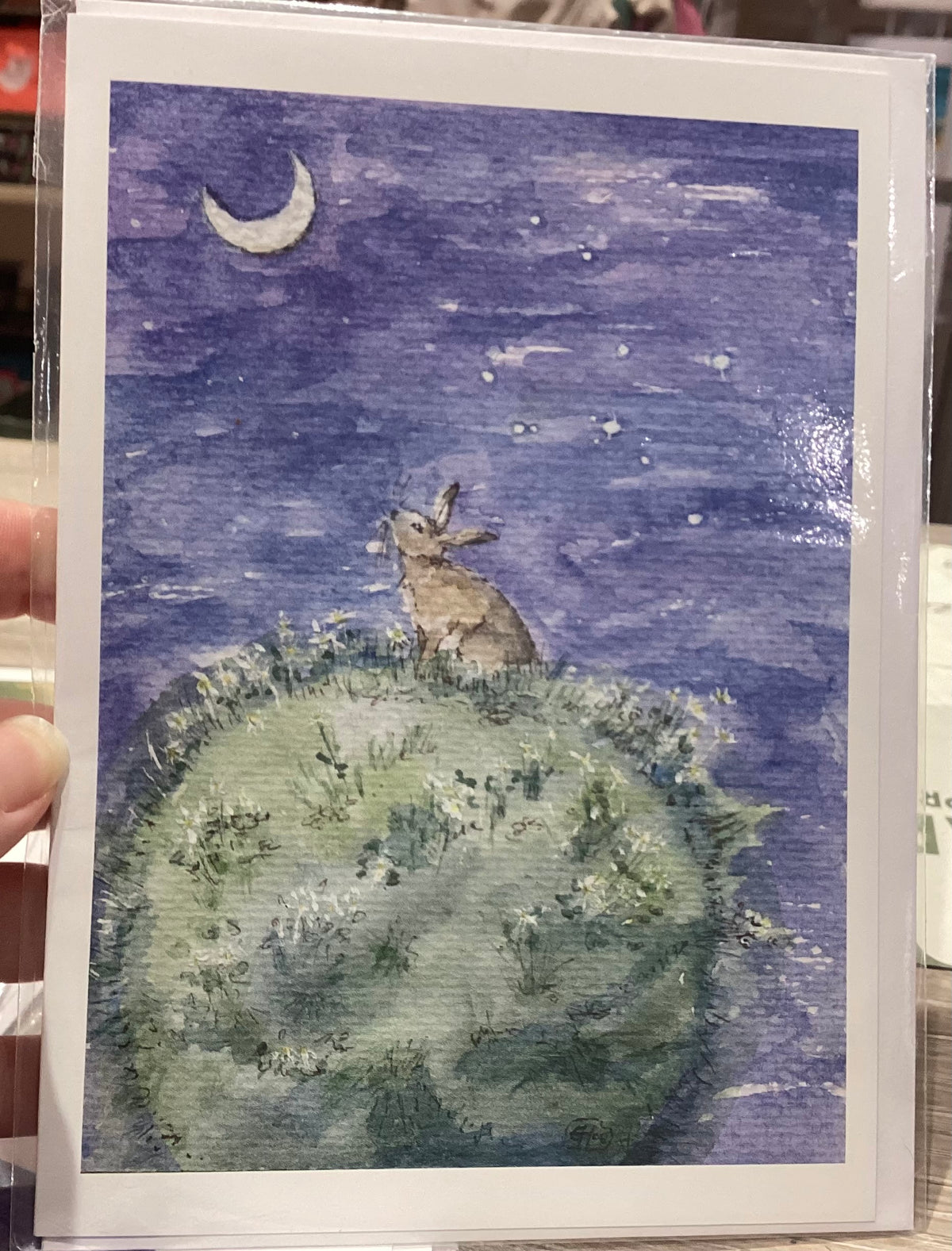 Planet Hare-Moon greeting card - Erica Hemming