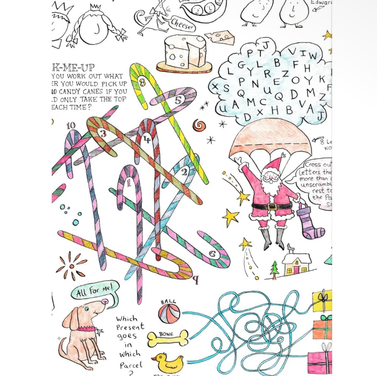 Christmas Puzzles Colour-In Poster