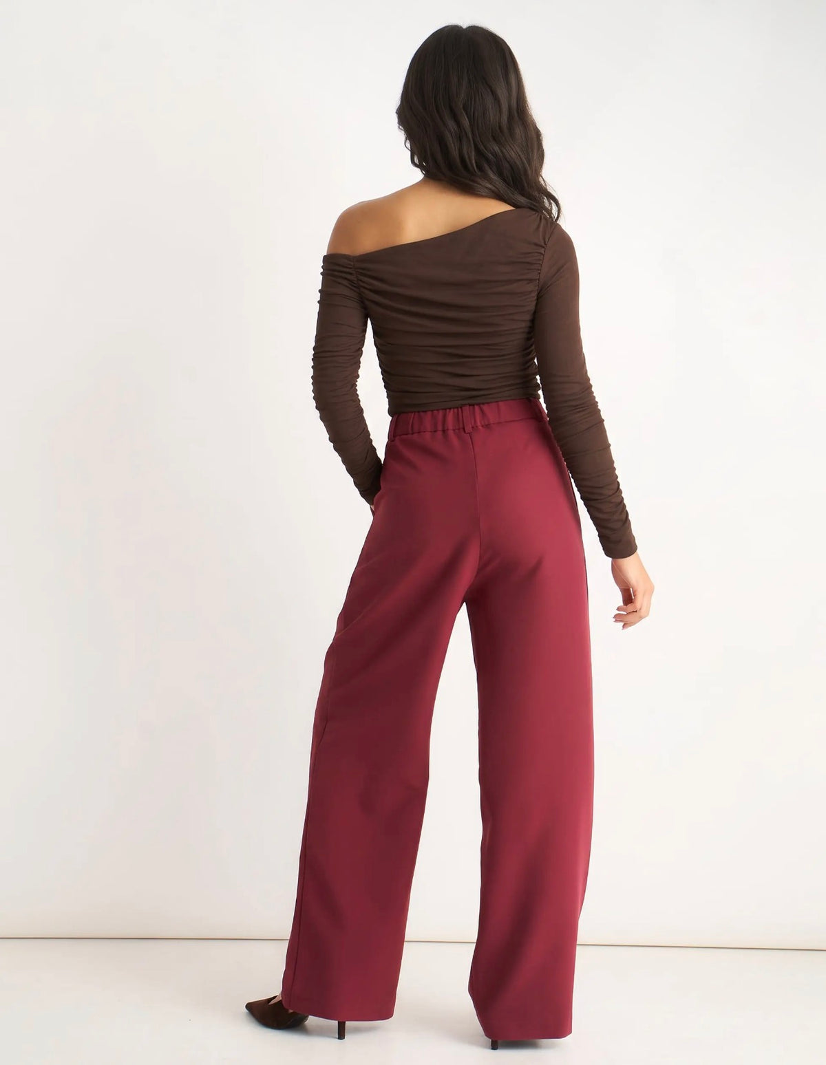 Rust Wide Leg Tailored Trousers