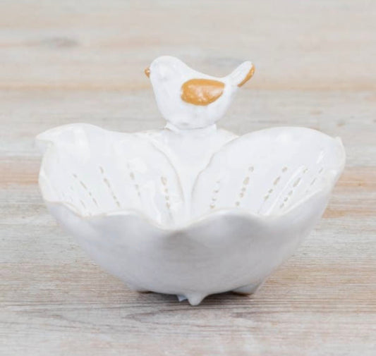 Bird & Flower Ceramic Trinket Dish – 15cm