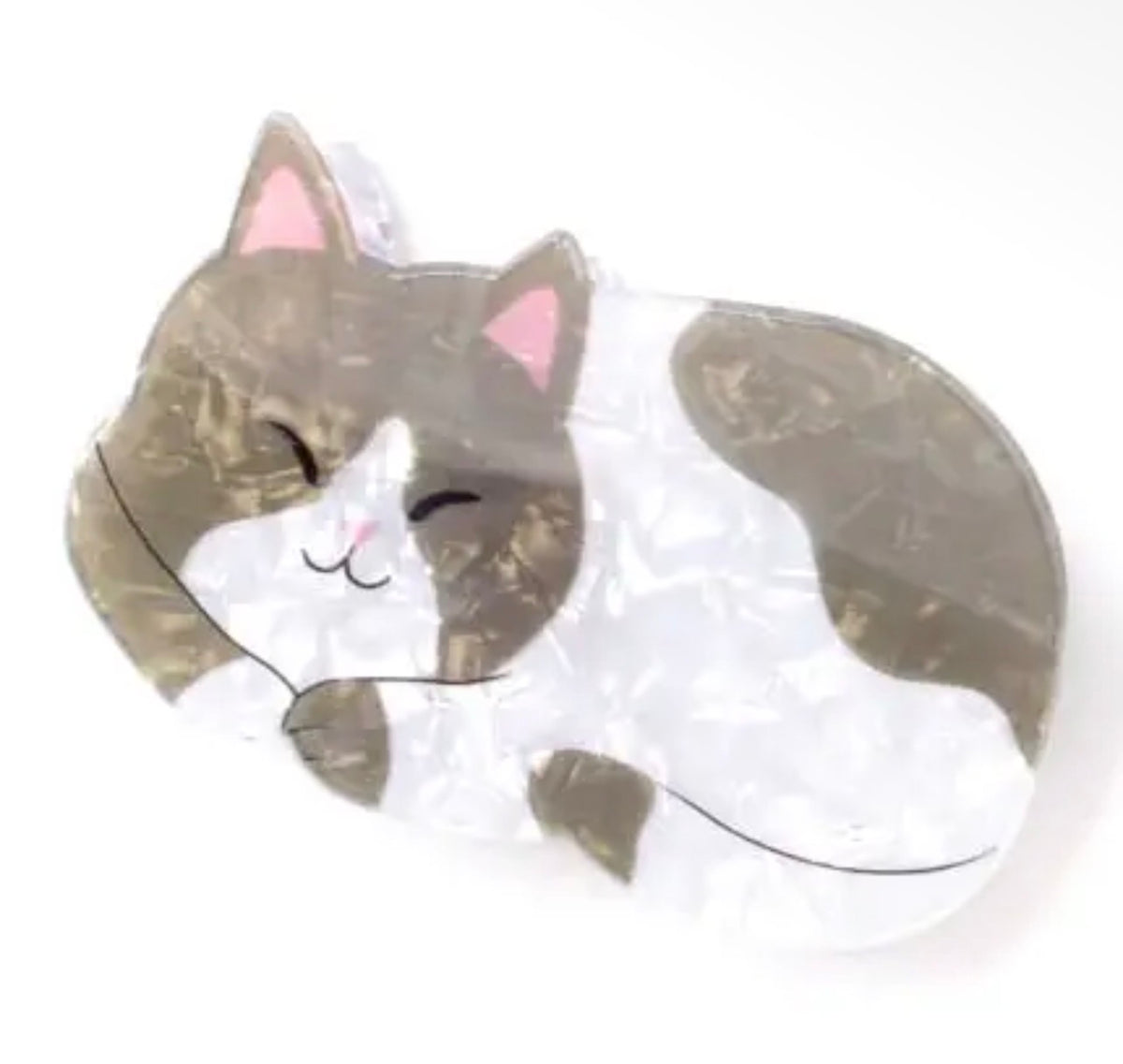 Grey & White Cat Claw Clip