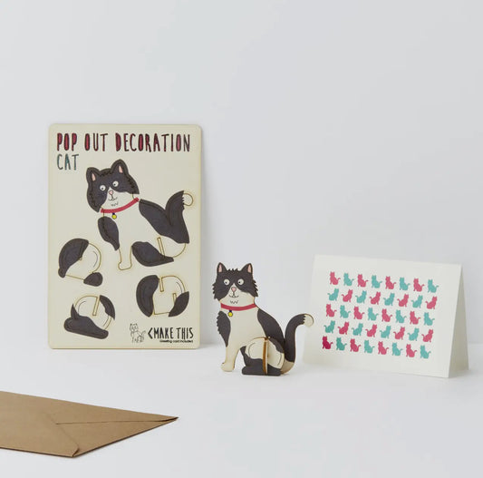 Pop Out Card - Black and White Cat