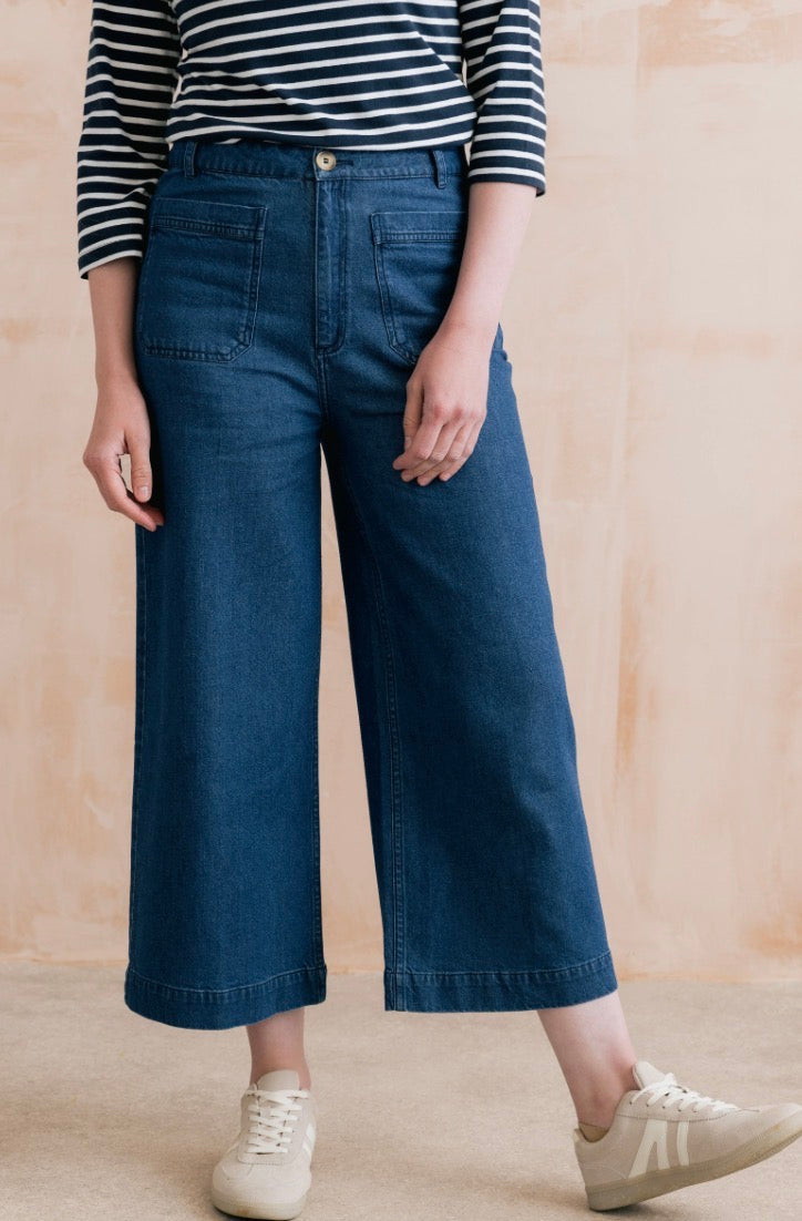 AMELIA DENIM CROPPED WIDE LEG JEANS