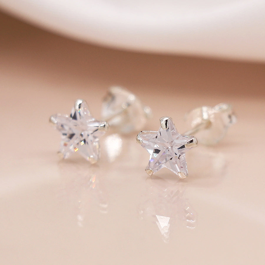 Sterling Silver Crystal Star Stud earrings