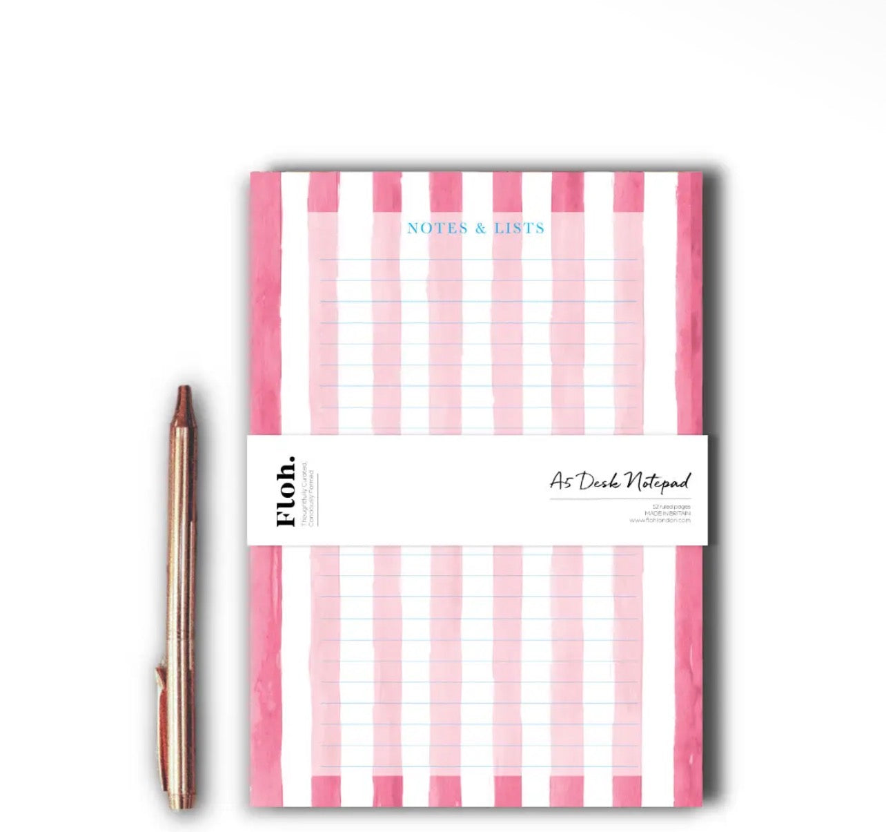 Toasted Crumpet Floh Raspberry Stripes A5 Desk Pad