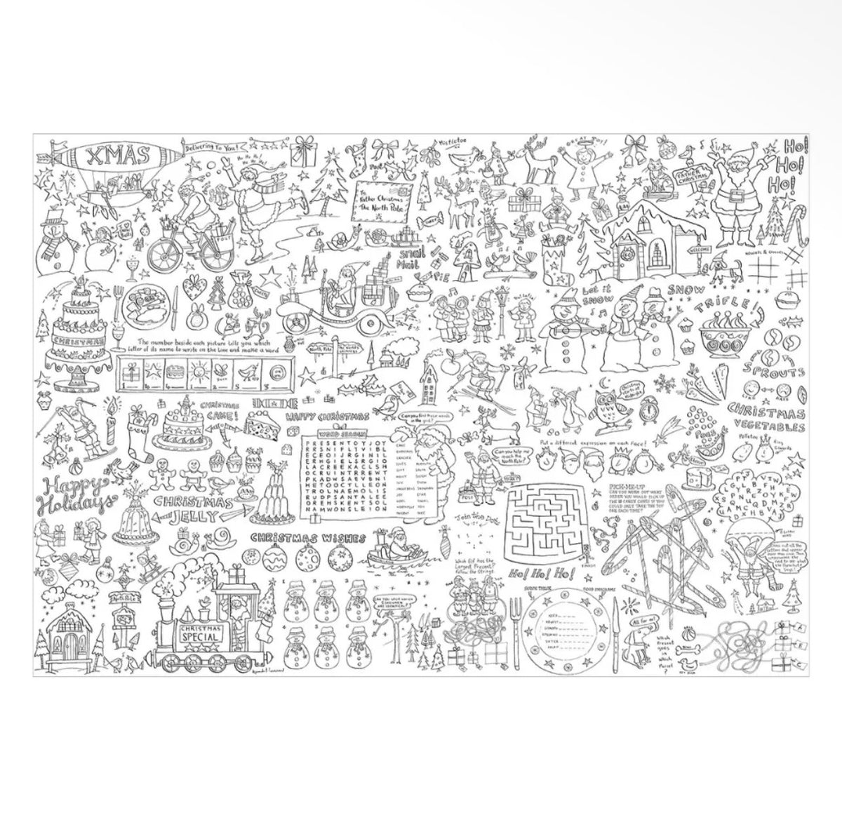 Christmas Puzzles Colour-In Poster